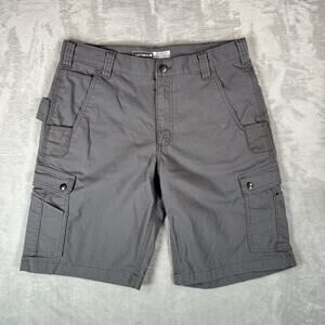 Carhartt Shorts Mens 34 Rugged Flex Relaxed Fit Ripstop Cargo Work Shorts Gray
